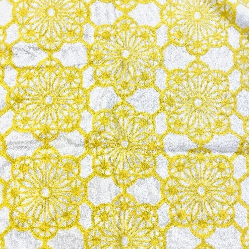 RARE Vintage 1960s Western Germany Move Cotton Yellow White Floral Towel 39 x 19